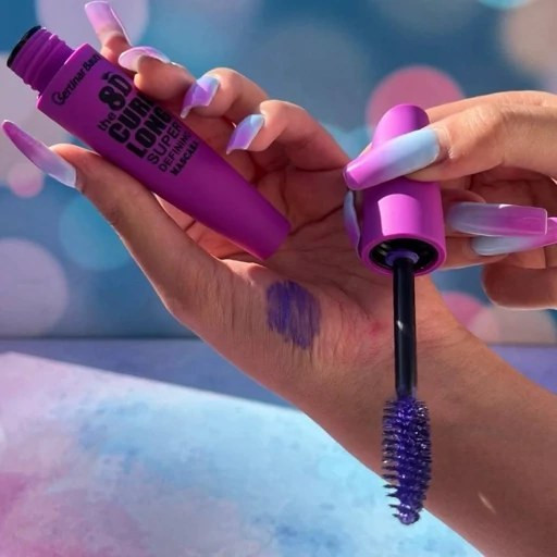 تصویر ریمل رنگی برتینار بیوتی بنفش مدل 8D Curl Long با فرمول سبک و ضد ریزش