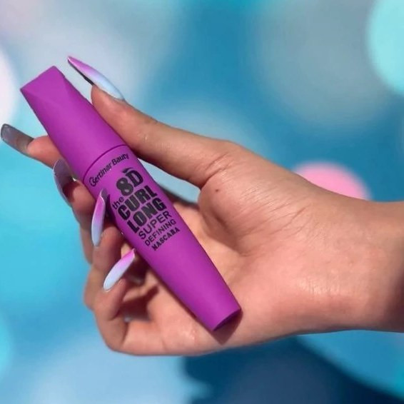 ریمل Bertina Beauty 8D Curl Long رنگ بنفش با برس حرفهای و ماندگاری بالا