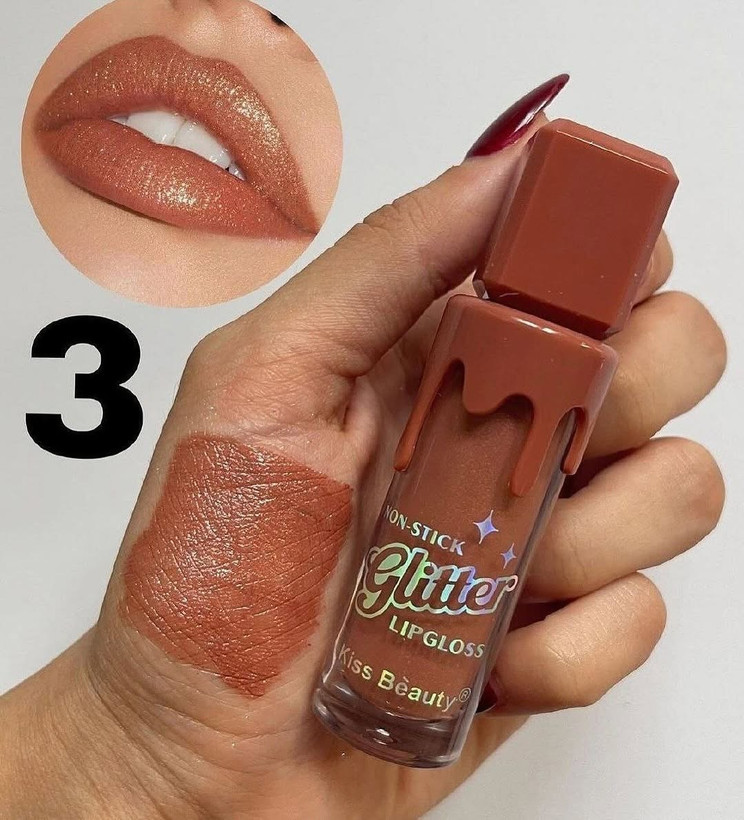 رژ لب مایع شاین Kiss Beauty Glitter Lip Gloss مناسب آرایش روزانه و مجلسی