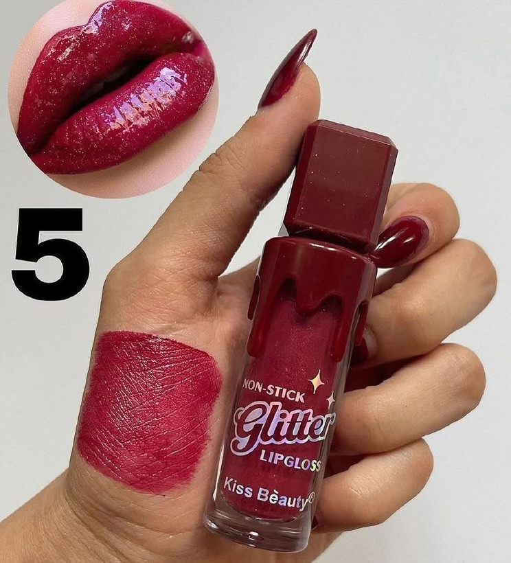 رژ لب مایع Kiss Beauty Glitter Lip Gloss با بافت سبک و ماندگاری مناسب