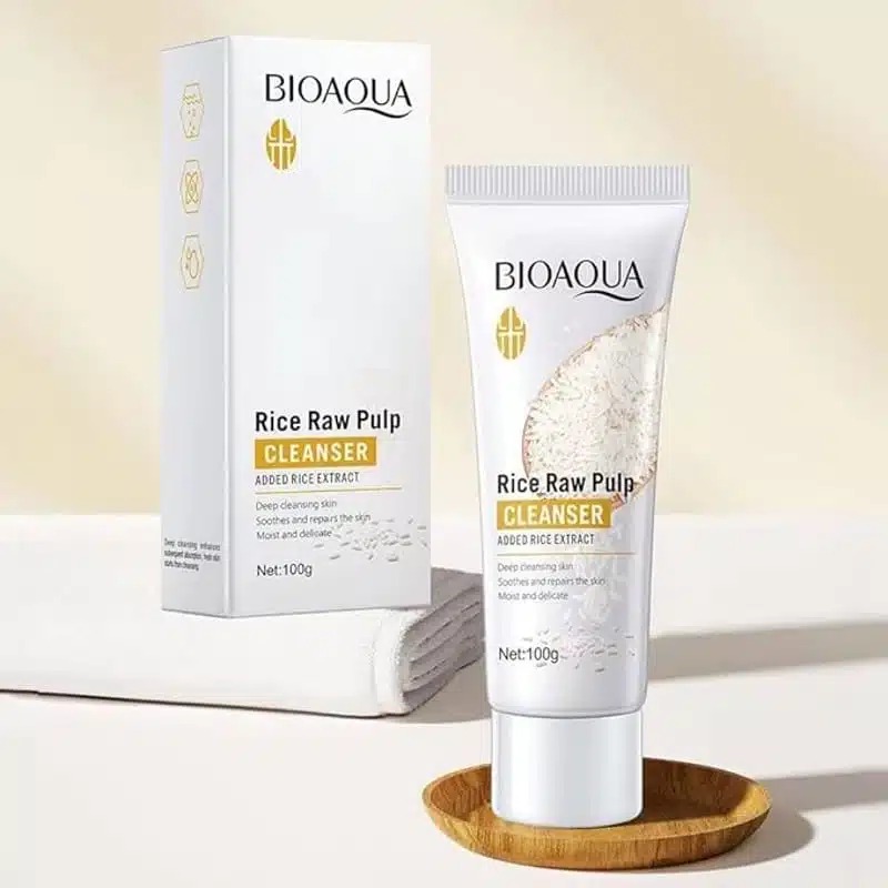 Bioaqua Rice Raw Pulp Cleanser 100g فوم شستشوی صورت عصاره برنج بیوآکوا