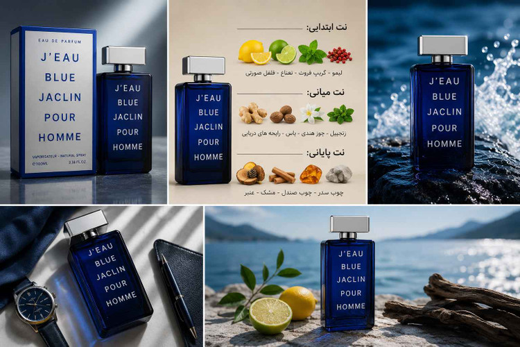 تصویر ادکلن Jaclin J’Eau Blue Pour Homme به همراه جعبه